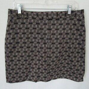 Kenneth Cole black white circle print zip front short pencil skirt *Sz 12*